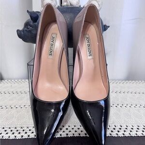 Joy In Love Black Patent Pointed-Toe Heels